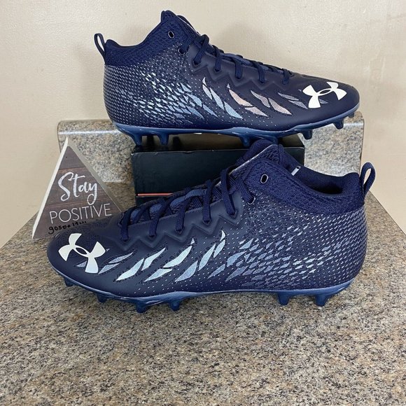 Under Armour Spotlight Mid 4D Foam Football Cleats Navy 3023963-106 Size 12.5 - Picture 2 of 8